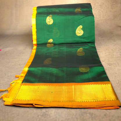 Pure Silk Cotton Saree - Bottle Green