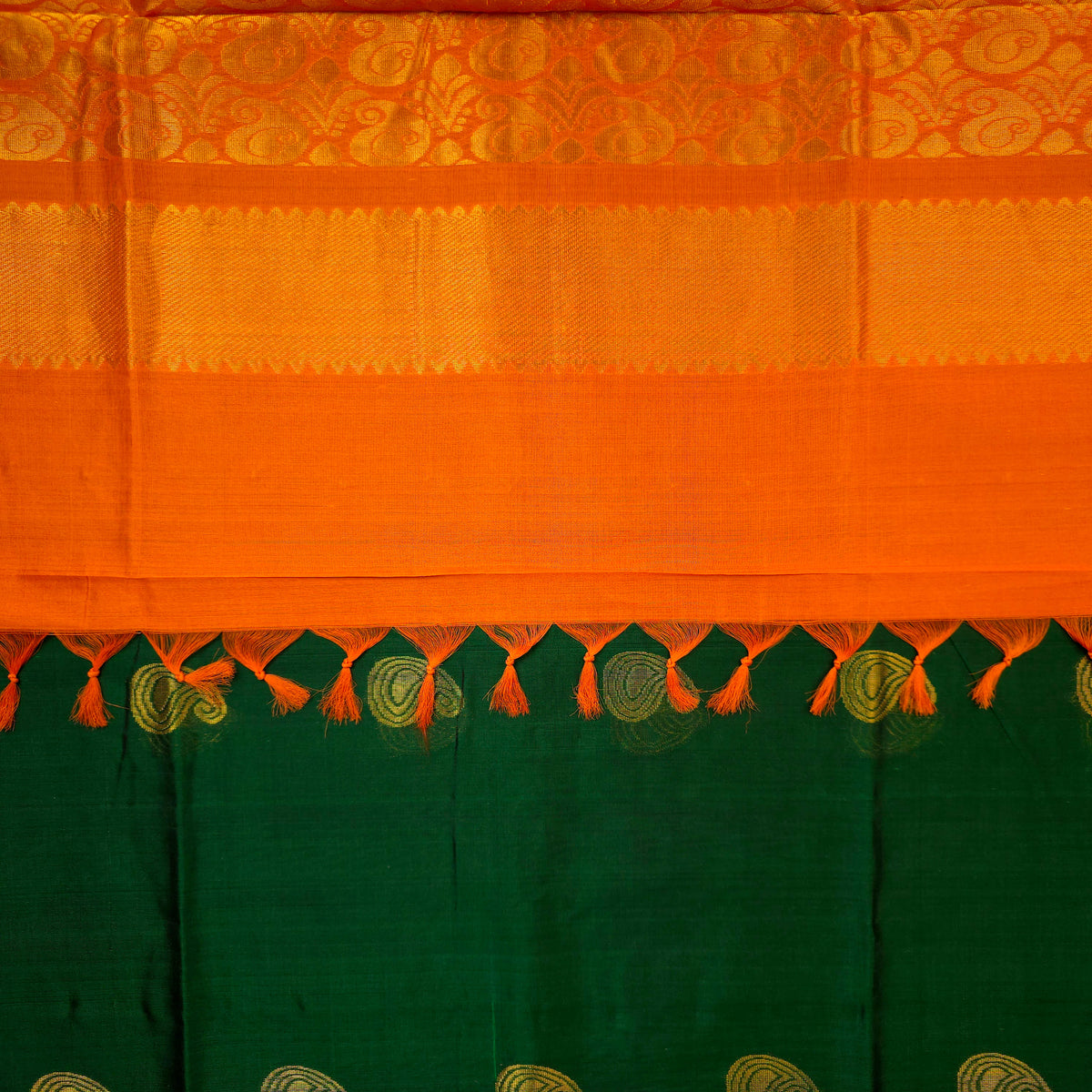 Pure Silk Cotton Saree - Bottle Green