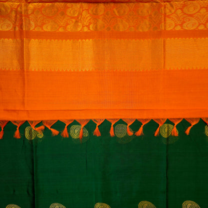 Pure Silk Cotton Saree - Bottle Green