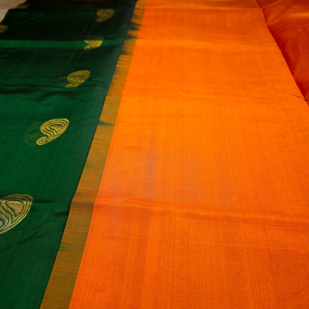 Pure Silk Cotton Saree - Bottle Green