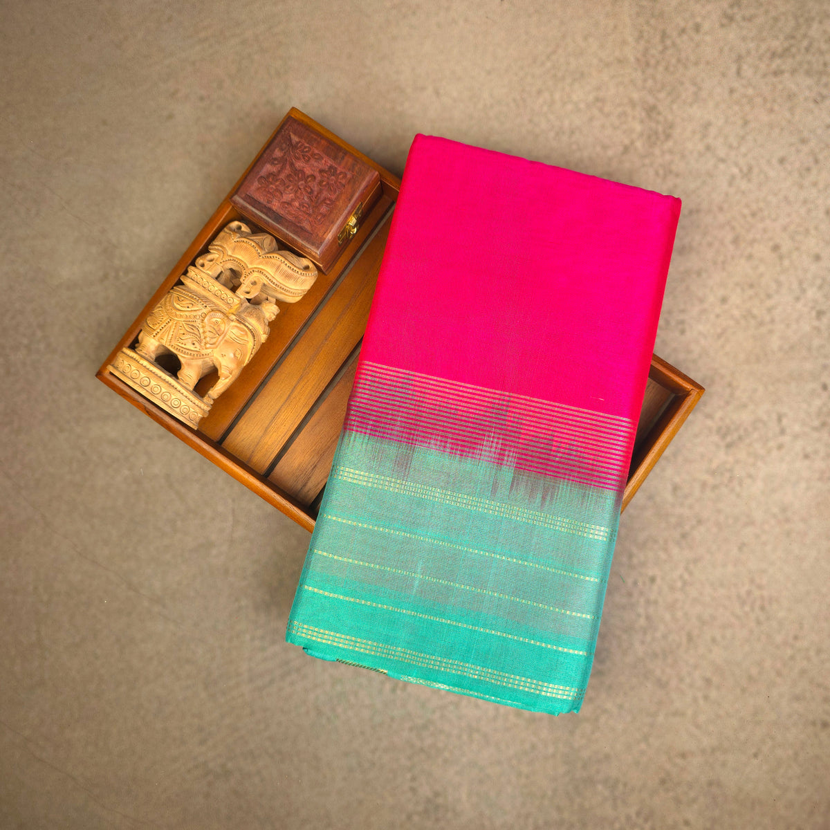 Pure Silk Cotton Saree - Rani Pink