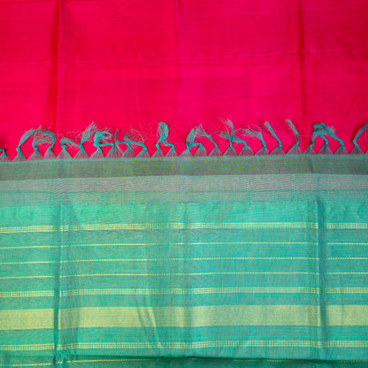 Pure Silk Cotton Saree - Rani Pink