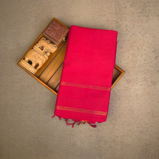 Pure Silk Cotton Saree - Maroonish Red