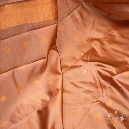 Semi Silk Saree - Teal Blue with Copper Jari Border