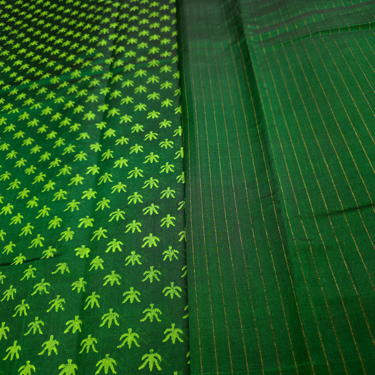 Pure Silk Cotton Saree - Dark Green