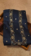 Salwar Material - Navy Blue Embroidered