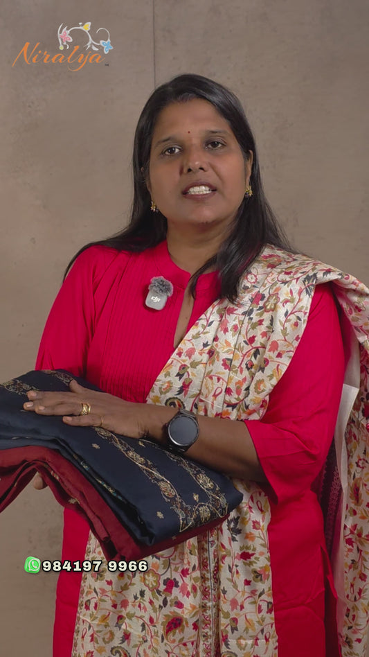 Salwar Material - Navy Blue Embroidered